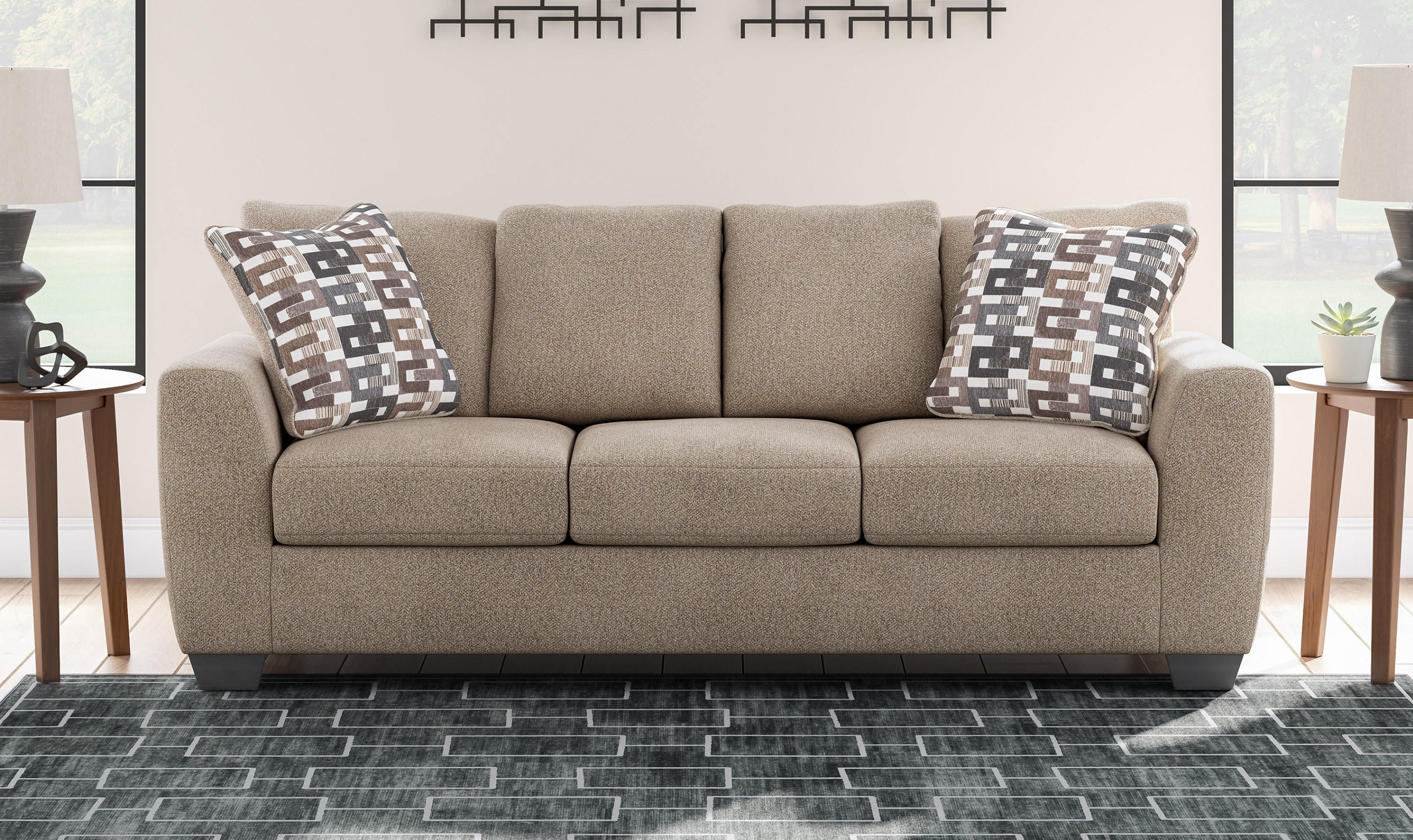 Modern Heritage Triston-Peaks Suede Fabric Queen Sleeper Sofa-Jennifer Furniture