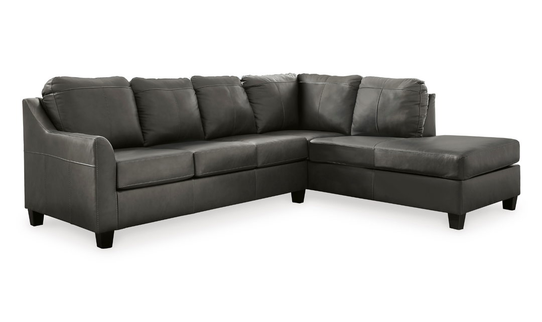 Modern Heritage Valderno L-shaped Leather Sectional Sofa in Dark Gray