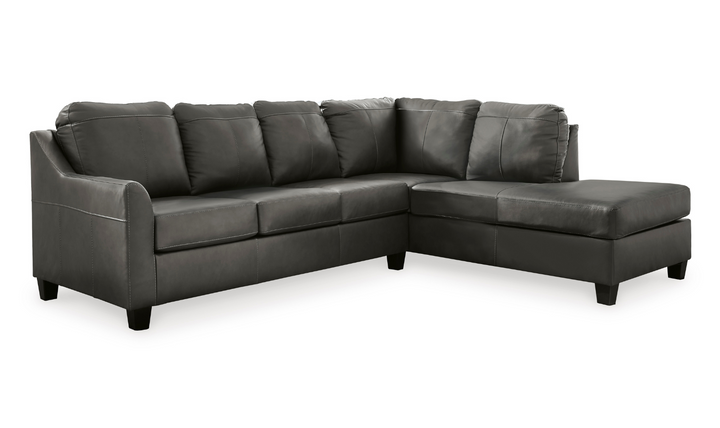 Modern Heritage Valderno L-shaped Leather Sectional Sofa in Dark Gray