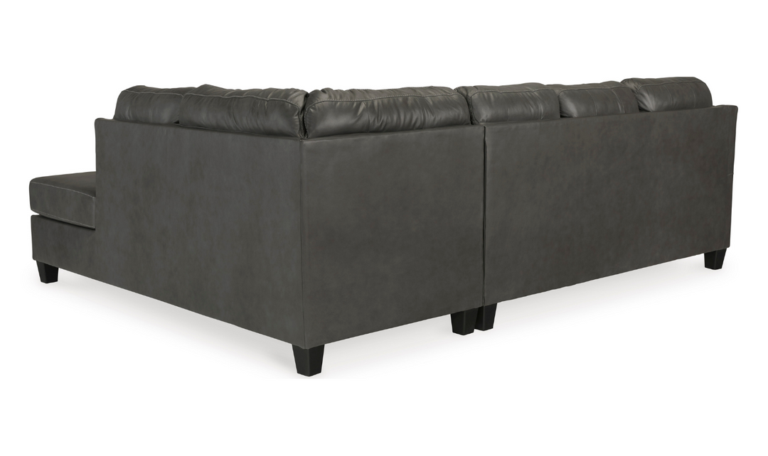 Modern Heritage Valderno L-shaped Leather Sectional Sofa in Dark Gray