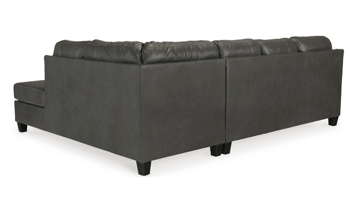 Modern Heritage Valderno L-shaped Leather Sectional Sofa in Dark Gray