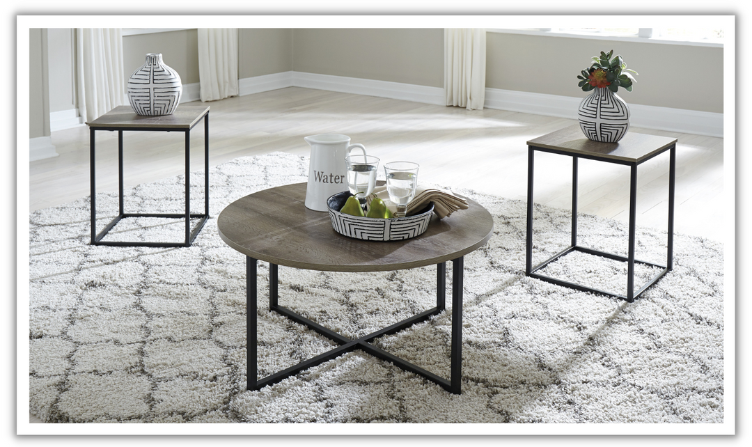 Modern Heritage Wadeworth Wood Top Table Set in Brown-jennifer furniture