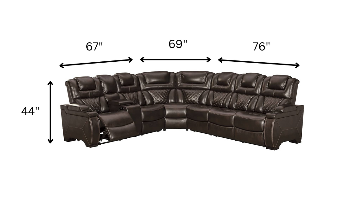 Modern Heritage Warnerton 3 Pcs Leather Power Reclining Sectional Sofa-jenniferfurniture.com