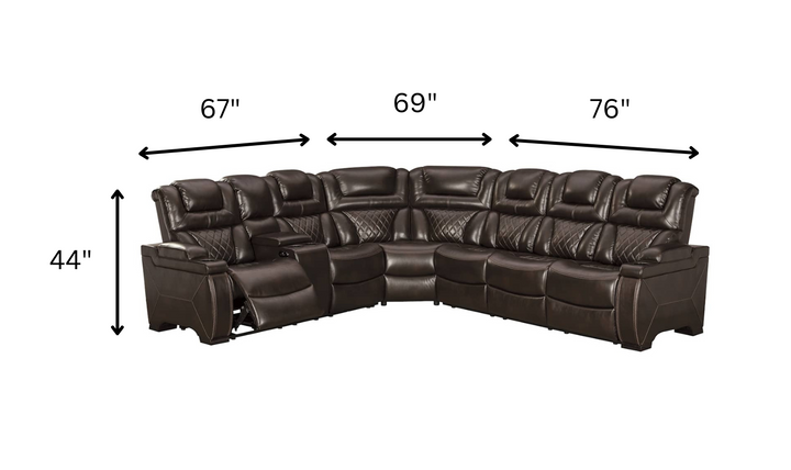 Modern Heritage Warnerton 3 Pcs Leather Power Reclining Sectional Sofa-jenniferfurniture.com