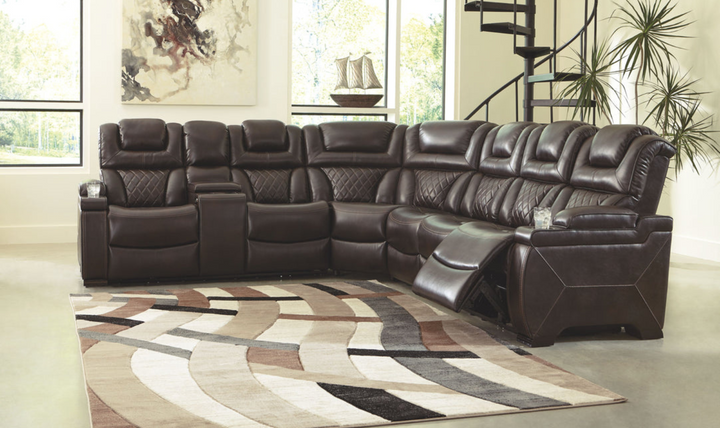 Modern Heritage Warnerton 3 Pcs Leather Power Reclining Sectional Sofa-jenniferfurniture.com