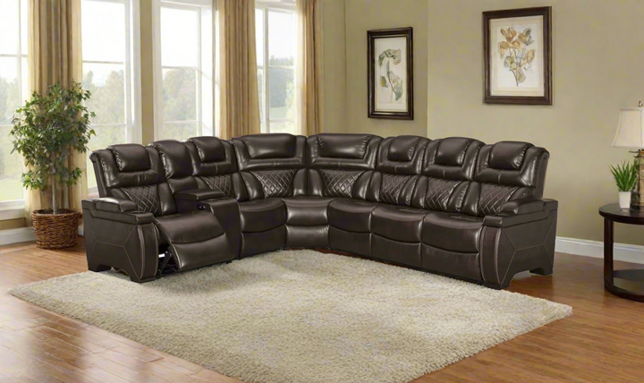 Modern Heritage Warnerton 3 Pcs Leather Power Reclining Sectional Sofa-jenniferfurniture.com