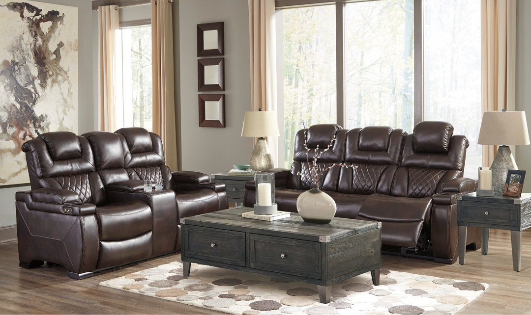 Modern Heritage Warnerton Brown Leather Power Reclining Set