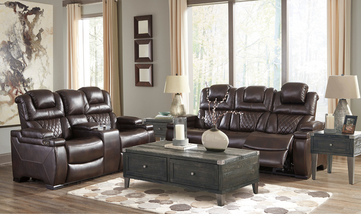 Modern Heritage Warnerton Brown Leather Power Reclining Set