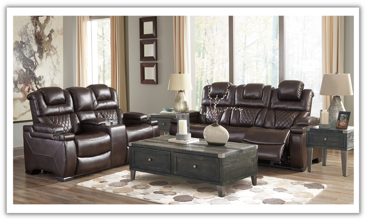 Modern Heritage Warnerton Brown Leather Power Reclining Set