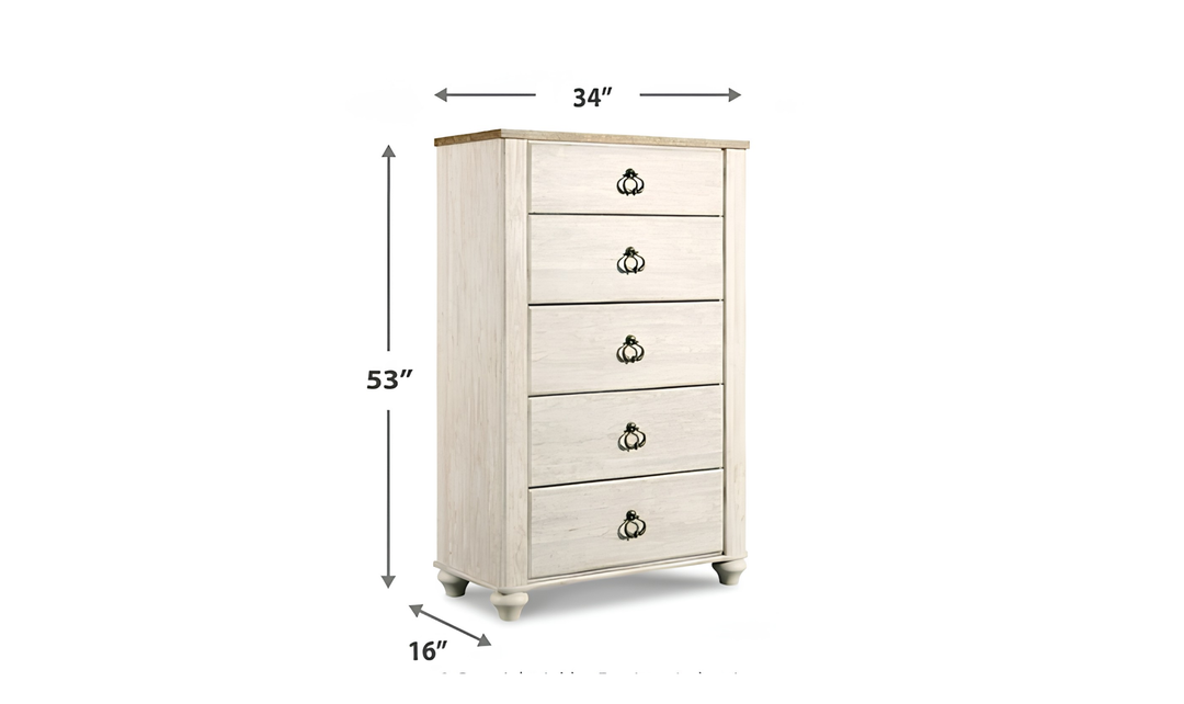 Modern Heritage Willowton Five Drawer Chest - Jennifer Furniture