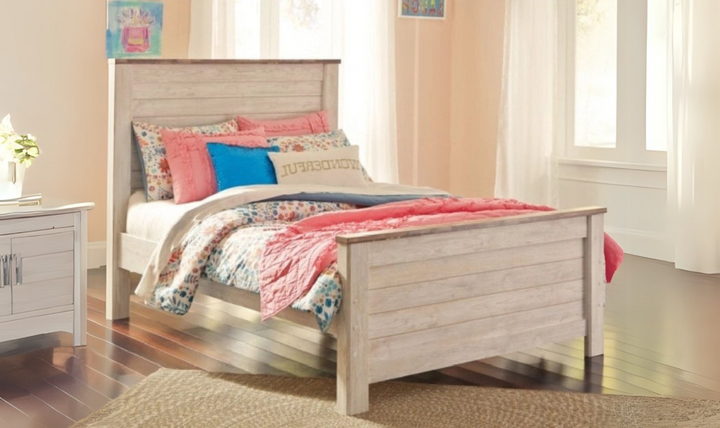 Modern Heritage Willowton Traditional Wooden Bed in Whitewashed Finish-jennifer furniture