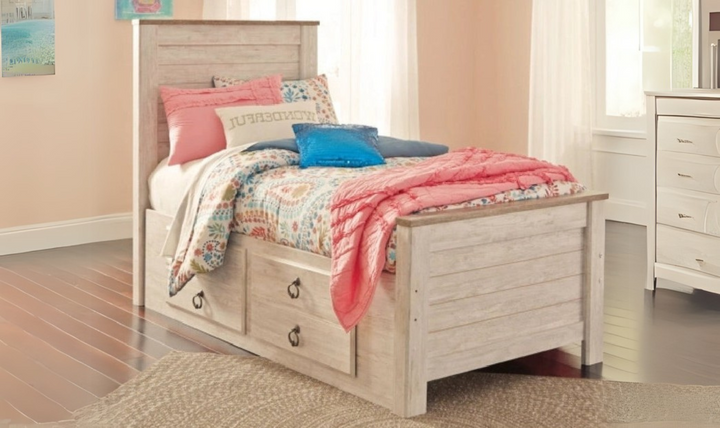 Modern Heritage Willowton Traditional Wooden Bed in Whitewashed Finish-jennifer furniture