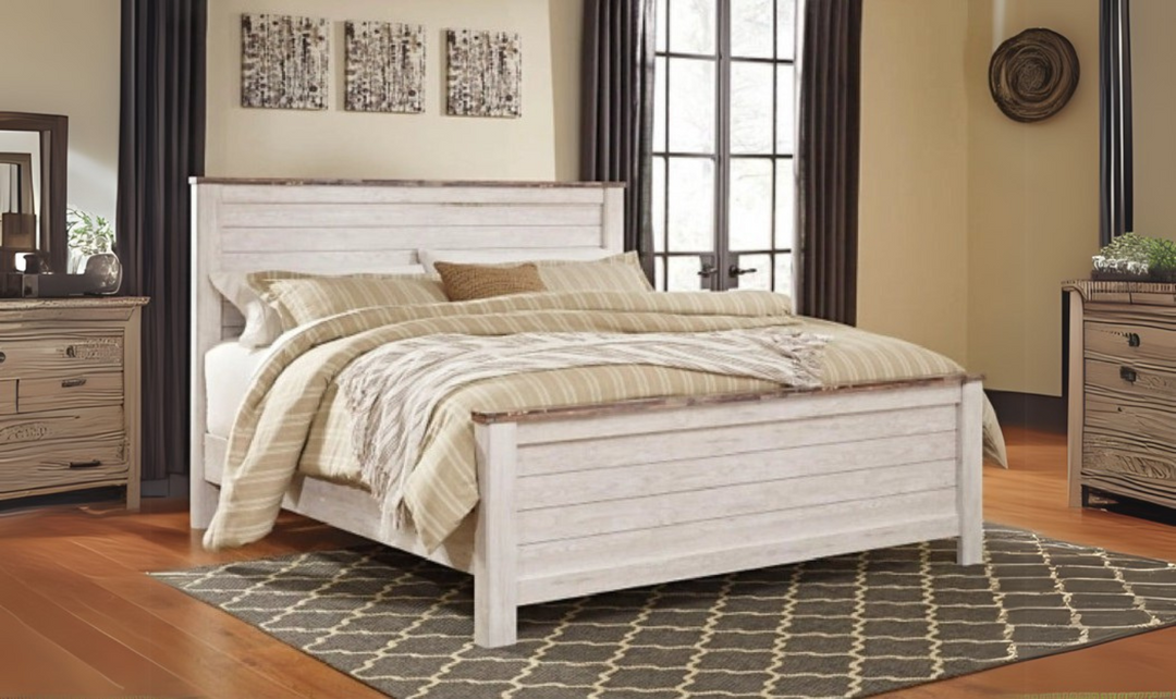 Modern Heritage Willowton Traditional Wooden Bed in Whitewashed Finish-jennifer furniture