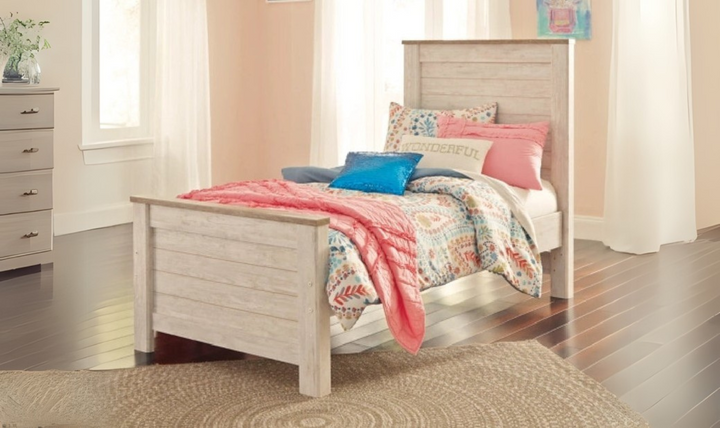 Modern Heritage Willowton Traditional Wooden Bed in Whitewashed Finish-jennifer furniture
