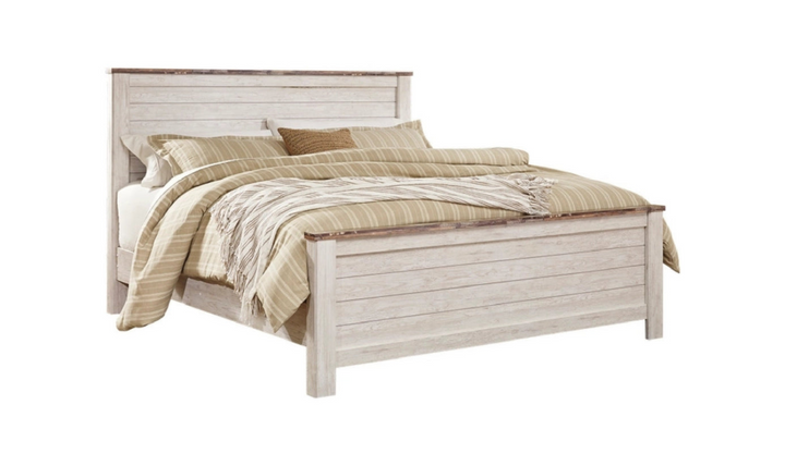 Modern Heritage Willowton Traditional Wooden Bed in Whitewashed Finish