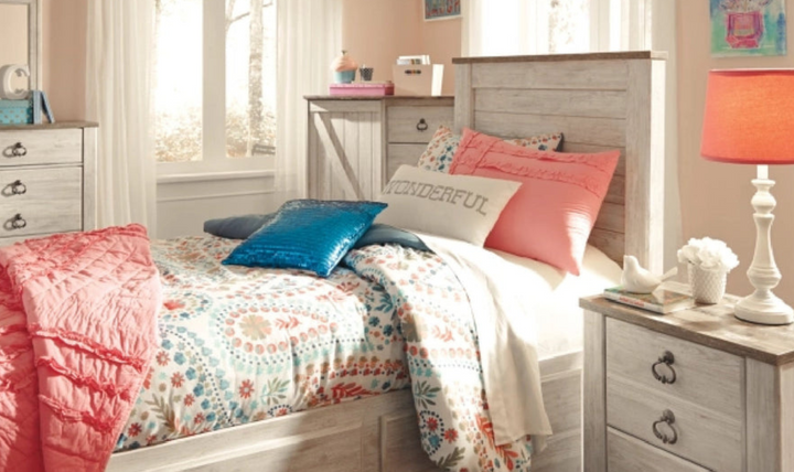 Modern Heritage Willowton Traditional Wooden Bed in Whitewashed Finish-jennifer furniture