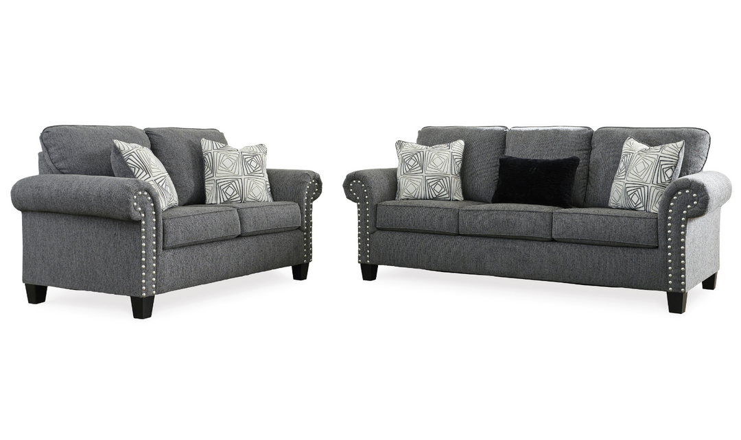 Modern Heritage Agleno Charcoal Fabric Living Room Set