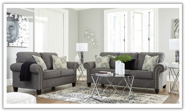 Modern Heritage Agleno Charcoal Fabric Living Room Set