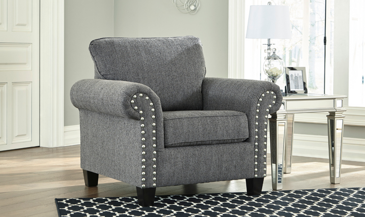 Modern Heritage Agleno Charcoal Fabric Living Room Set