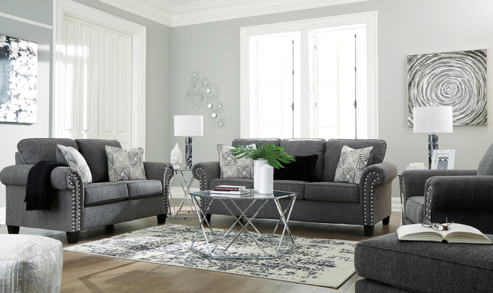 Modern Heritage Agleno Charcoal Fabric Living Room Set