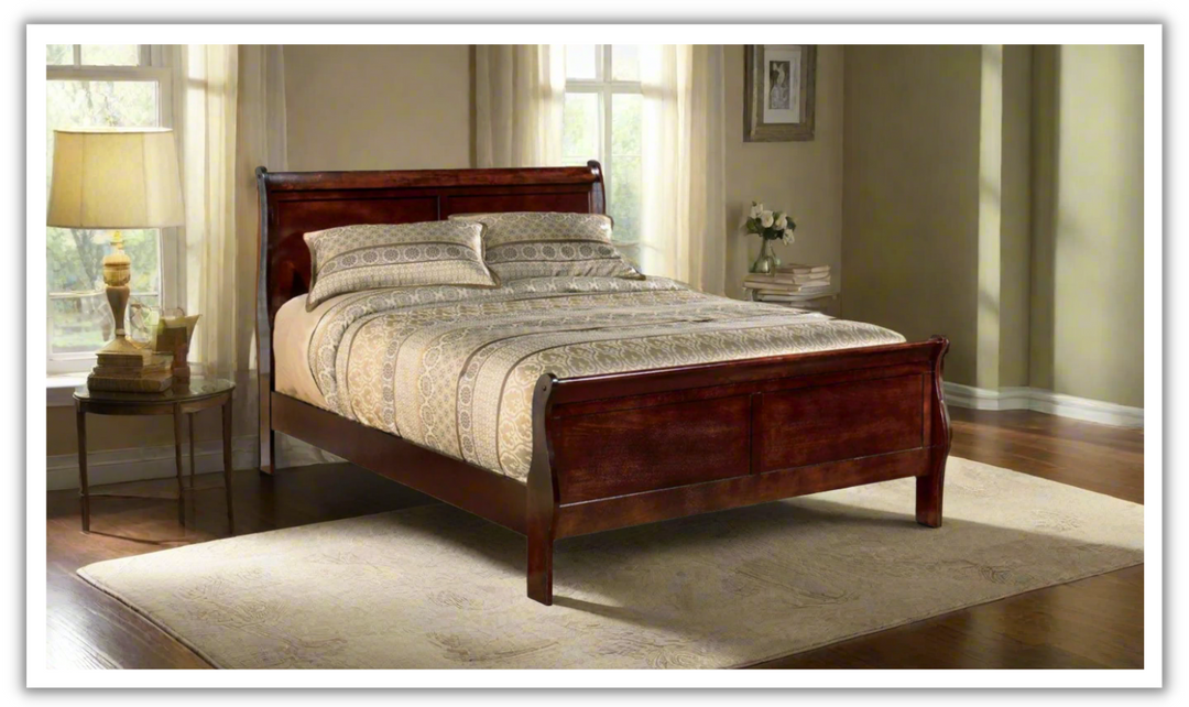 Modern Heritage Alisdair Wooden Sleigh Bed with Headboard-jennifer furniture