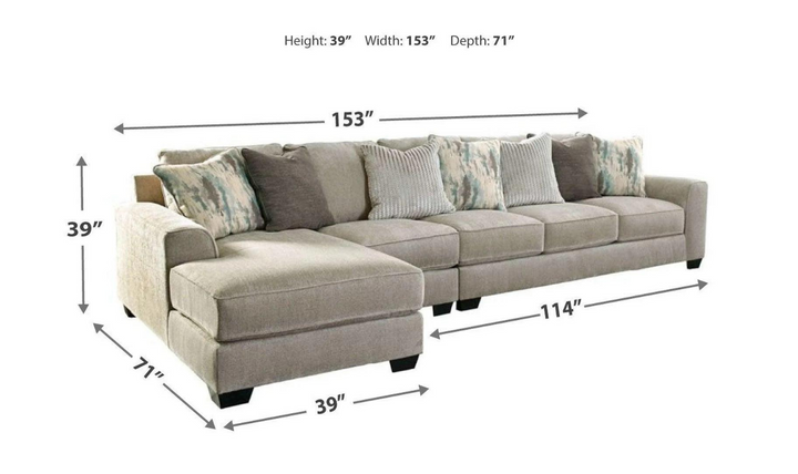 Modern Heritage Ardsley L-Shape Sectional Sofa with Chaise in Pewter