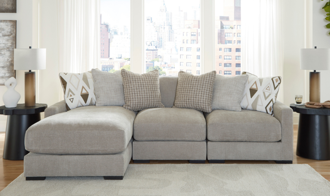 Modern Heritage Aslan Court Fabric 3-Piece Sofa Sectional With Chaise