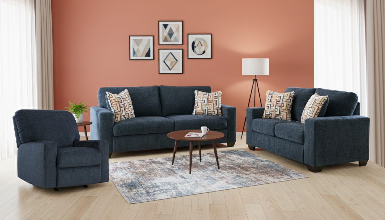 Modern Heritage Aviemore Fabric Living Room Set in Three Colors