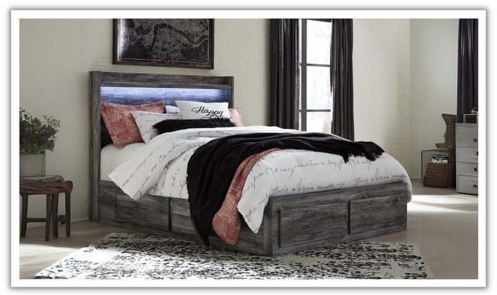 Modern Heritage Baystorm Gray Queen Panel Bed with 2 Storage Drawer-jennifer furniture