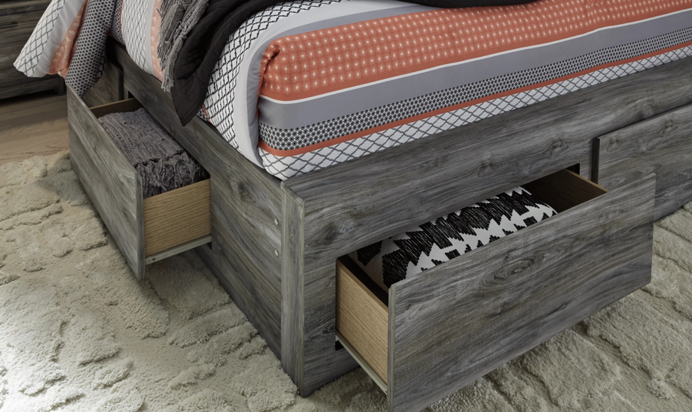 Modern Heritage Baystorm Gray Queen Panel Bed with 2 Storage Drawer-jennifer furniture