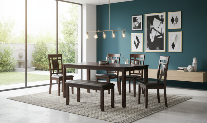 Modern Heritage Bennox 6-Piece Wooden Dining Set in Brown