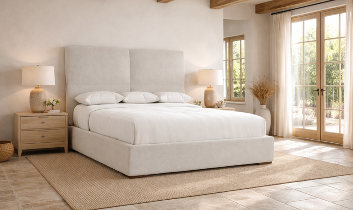 Bernhardt Casa Paros Upholstered Panel Bed in Playa Brown