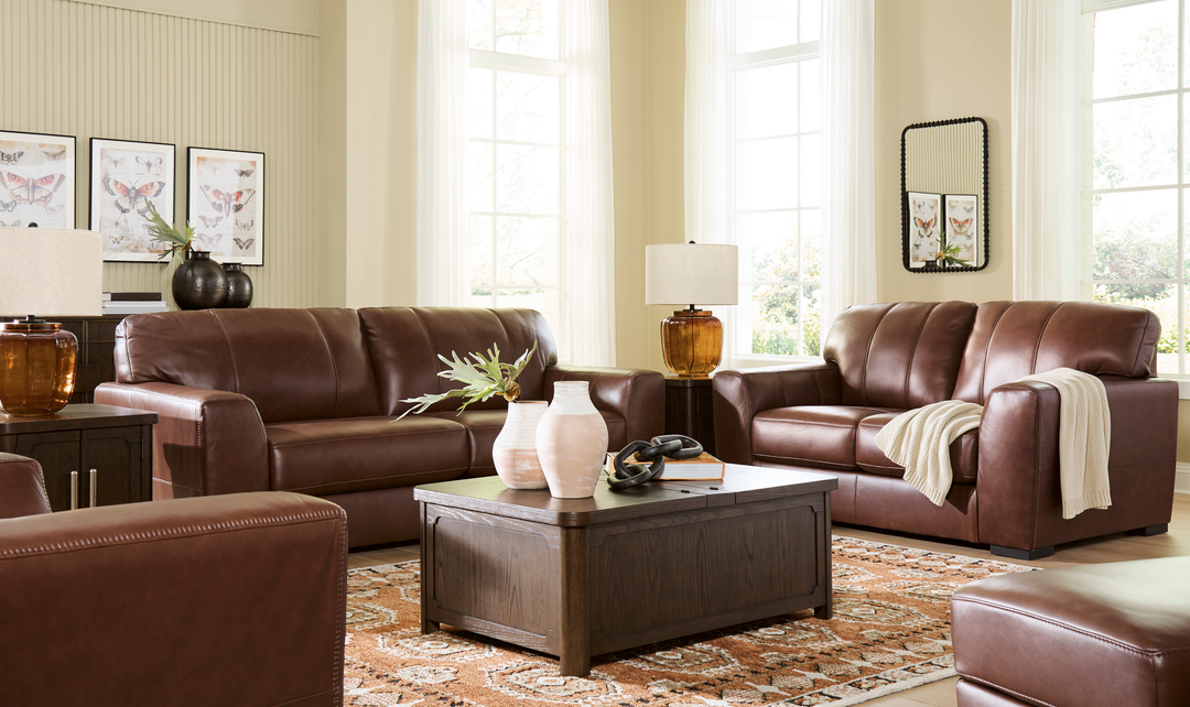 Modern Heritage Brogliano Leather Stationary Living Room Set