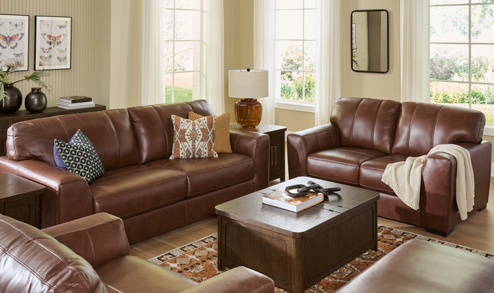 Modern Heritage Brogliano Leather Stationary Living Room Set