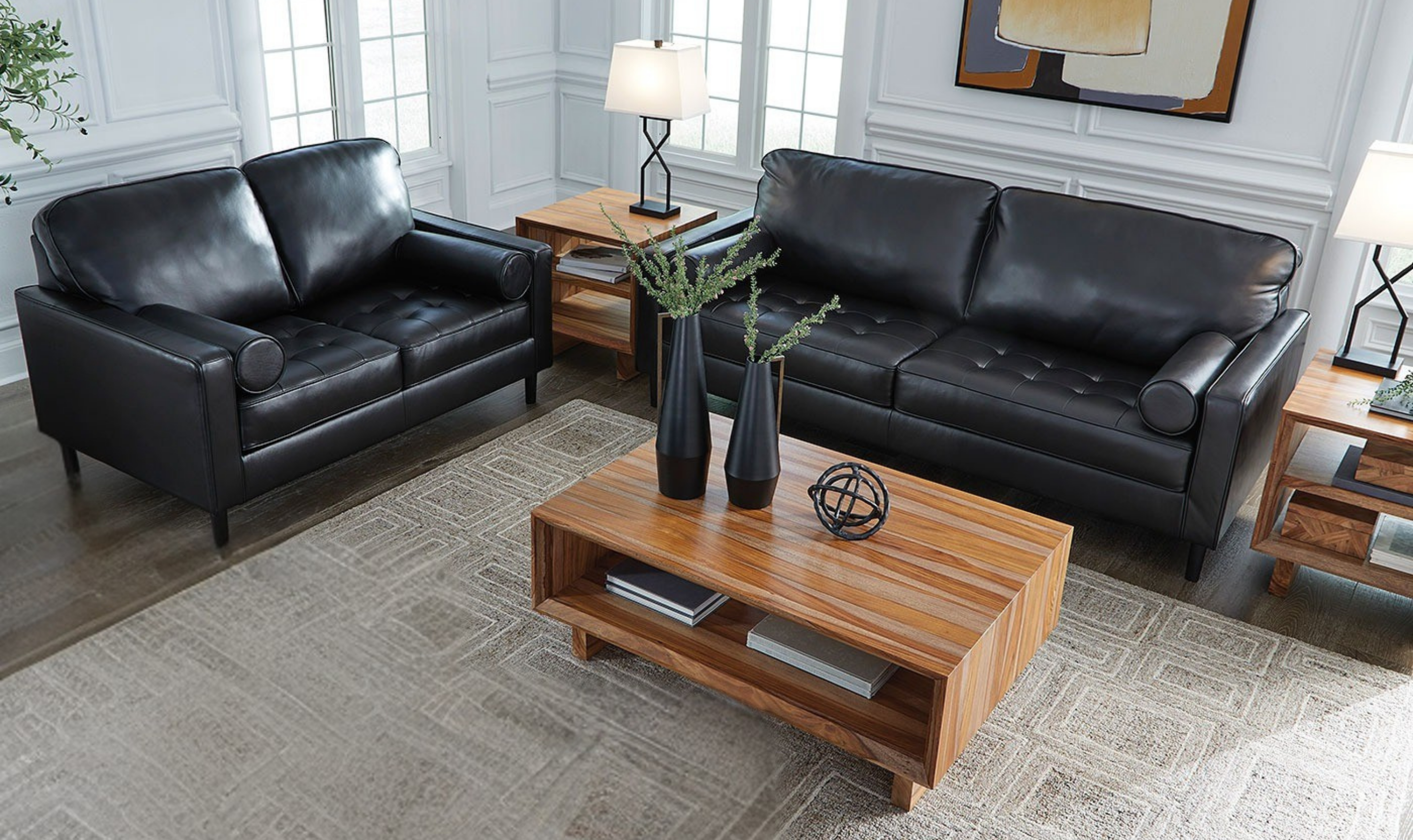 Modern Heritage Bryceview Contemporary Leather Living Room Set