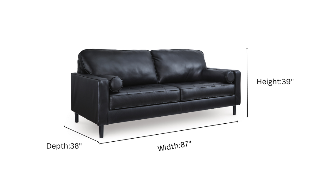 Modern Heritage Bryceview Leather Onyx Black Sofa-Jennifer Furniture