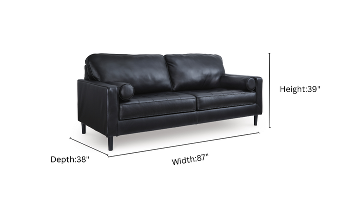 Modern Heritage Bryceview Leather Onyx Black Sofa-Jennifer Furniture