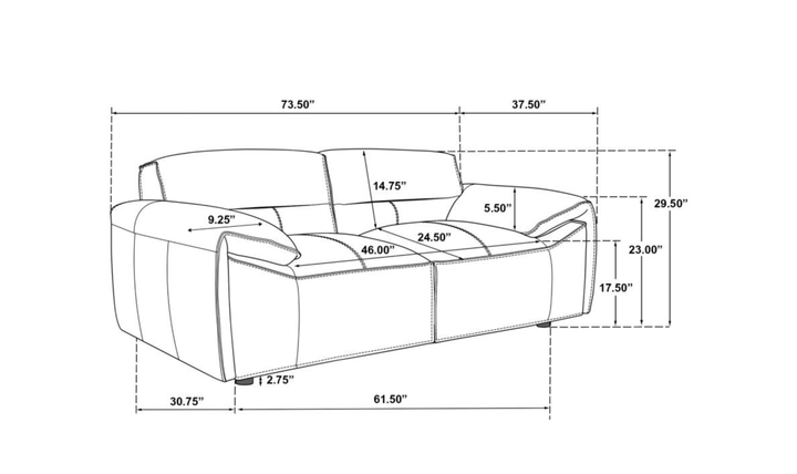 Modern Heritage Buxton Leather Loveseat with Wide Track Arms-jennifer
