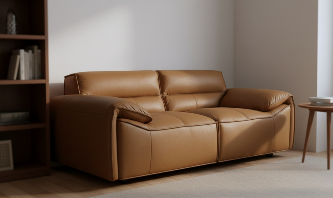 Modern Heritage Buxton Leather Loveseat with Wide Track Arms