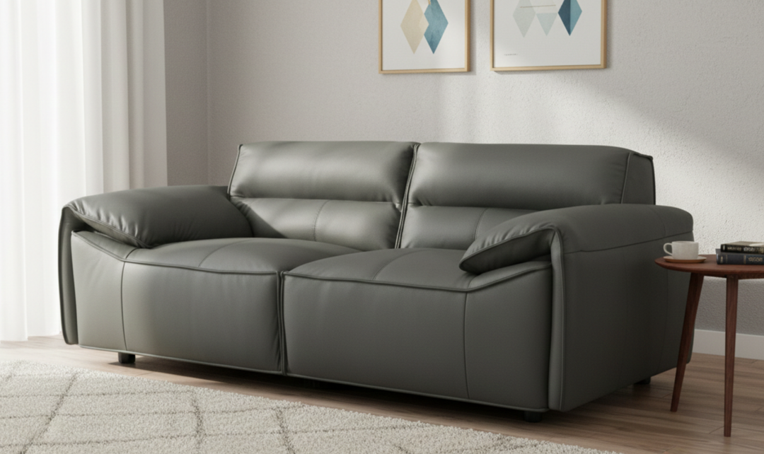 Modern Heritage Buxton Leather Loveseat with Wide Track Arms