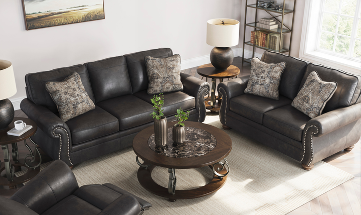 Modern Heritage Chasemore Faux Leather Sofa with Reversible Seat Cushions