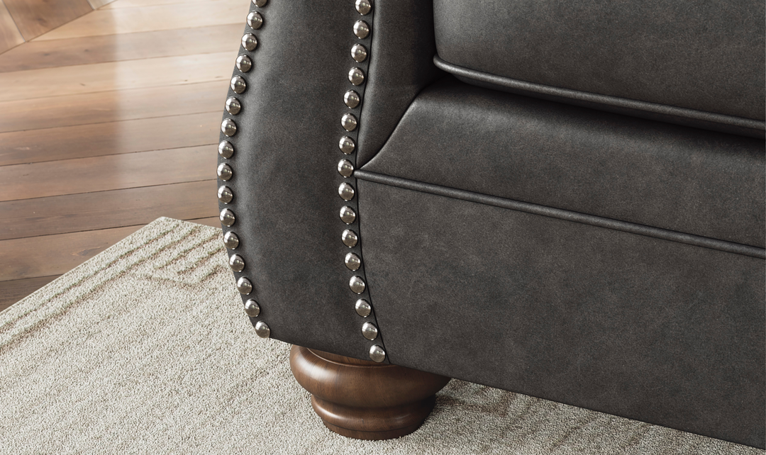 Modern Heritage Chasemore Faux Leather Sofa with Reversible Seat Cushions