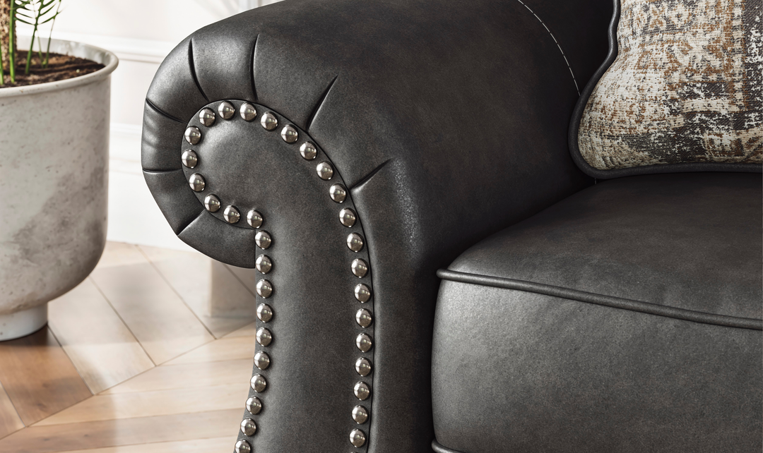 Modern Heritage Chasemore Faux Leather Sofa with Reversible Seat Cushions