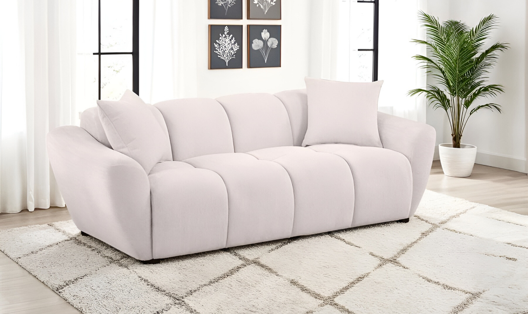 Modern Heritage Destino Chenille Fabric Splayed Arm Sofa - Greige-jennifer
