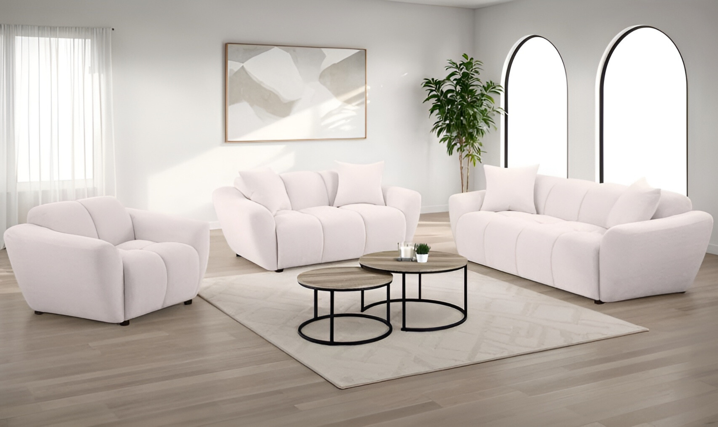 Modern Heritage Destino Chenille Fabric Splayed Arm Sofa - Greige-jennifer