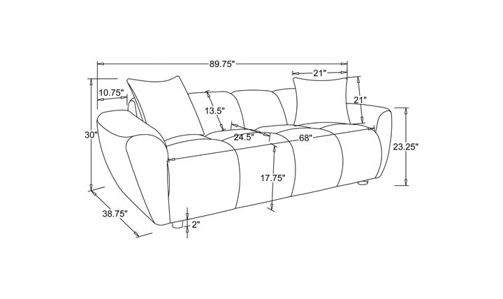 Modern Heritage Destino 2‑Piece Chenille Splayed Arm Sofa Set