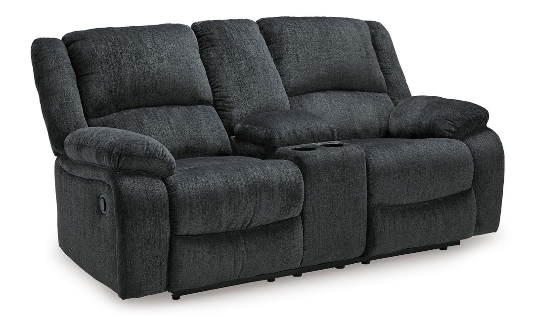 Modern Heritage Draycoll Fabric Reclining Loveseat with Console