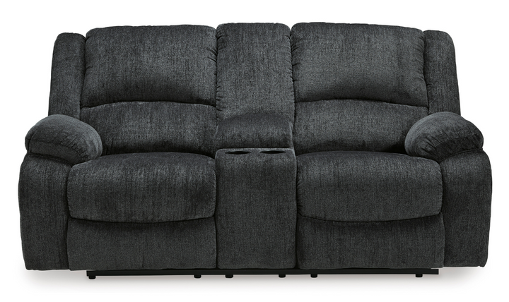 Modern Heritage Draycoll Fabric Reclining Loveseat with Console