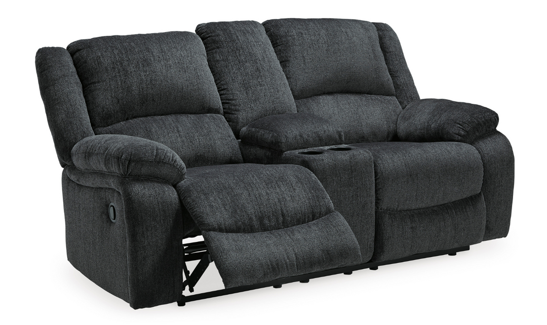 Modern Heritage Draycoll Fabric Reclining Loveseat with Console