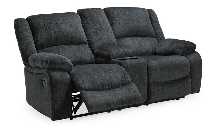 Modern Heritage Draycoll Fabric Reclining Loveseat with Console